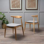 GDFStudio Virgil Chaises de salle à manger modernes en tissu et en hévéa (lot de 2)