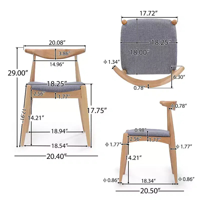 GDFStudio Virgil Chaises de salle à manger modernes en tissu et en hévéa (lot de 2)