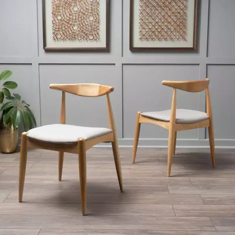 GDFStudio Virgil Chaises de salle à manger modernes en tissu et en hévéa (lot de 2)