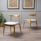 GDFStudio Virgil Chaises de salle à manger modernes en tissu et en hévéa (lot de 2)
