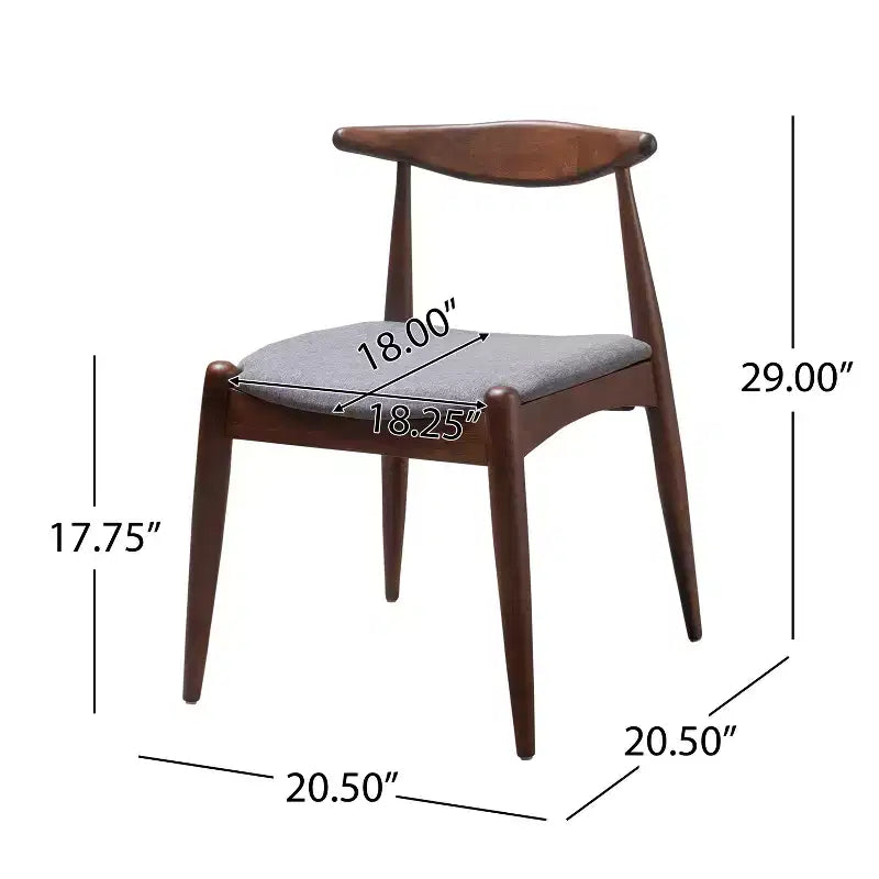 GDFStudio Virgil Chaises de salle à manger modernes en tissu et en hévéa (lot de 2)