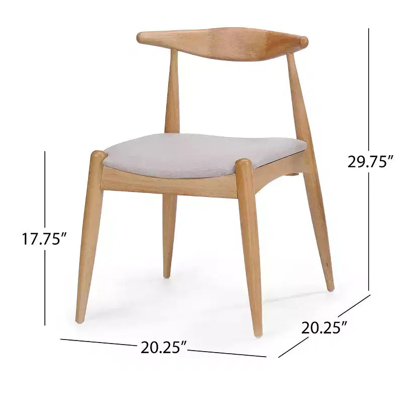 GDFStudio Virgil Chaises de salle à manger modernes en tissu et en hévéa (lot de 2)