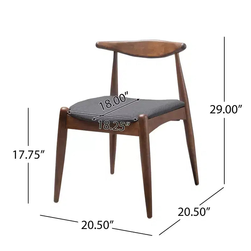 GDFStudio Virgil Chaises de salle à manger modernes en tissu et en hévéa (lot de 2)