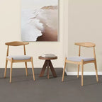 GDFStudio Virgil Mid Century Modern Fabric and Rubberwood Dining Chairs (Set of 2)