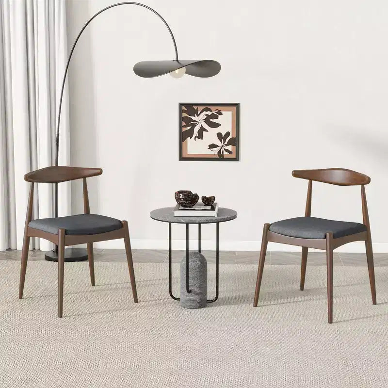 GDFStudio Virgil Chaises de salle à manger modernes en tissu et en hévéa (lot de 2)