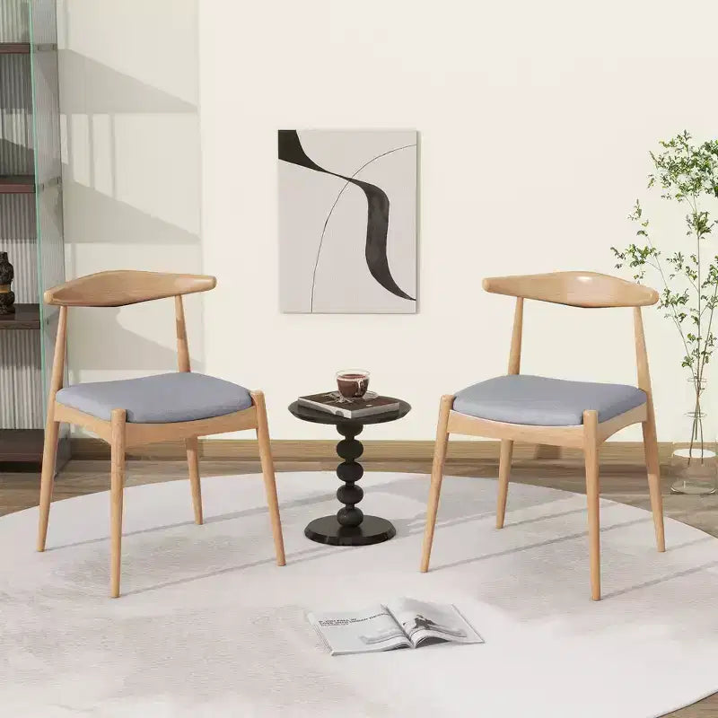 GDFStudio Virgil Chaises de salle à manger modernes en tissu et en hévéa (lot de 2)