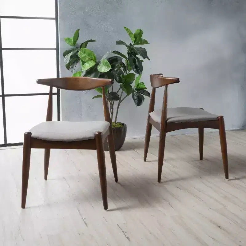 GDFStudio Virgil Chaises de salle à manger modernes en tissu et en hévéa (lot de 2)