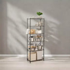 LEDREM Étagère métallique à 6 niveaux – Étagère de cuisine en métal avec étagères réglables, revêtements d'étagère, 8 crochets, 11,4 x 23,2 x 63 pouces, noir