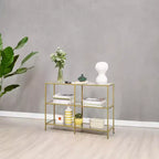 Table console avec rangement Table console de 100 cm Table console à cadre métallique Table console étroite Table console d'entrée Table console avec étagères