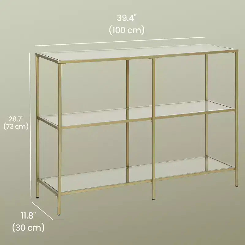 Table console avec rangement Table console de 100 cm Table console à cadre métallique Table console étroite Table console d'entrée Table console avec étagères