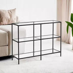 Table console avec rangement Table console de 100 cm Table console à cadre métallique Table console étroite Table console d'entrée Table console avec étagères