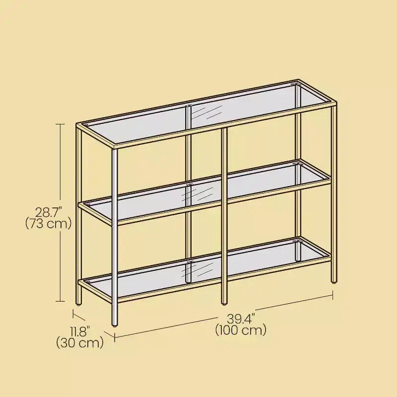 Table console avec rangement Table console de 100 cm Table console à cadre métallique Table console étroite Table console d'entrée Table console avec étagères