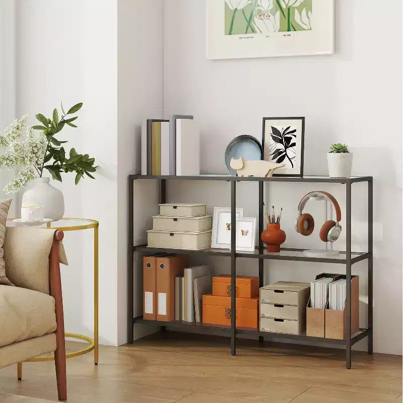 Table console avec rangement Table console de 100 cm Table console à cadre métallique Table console étroite Table console d'entrée Table console avec étagères