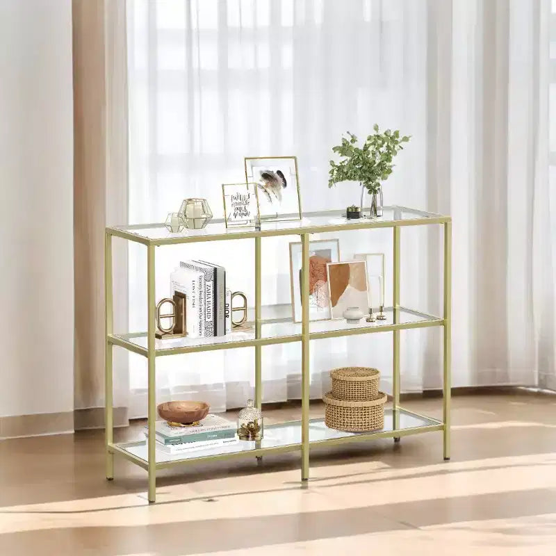 Table console avec rangement Table console de 100 cm Table console à cadre métallique Table console étroite Table console d'entrée Table console avec étagères