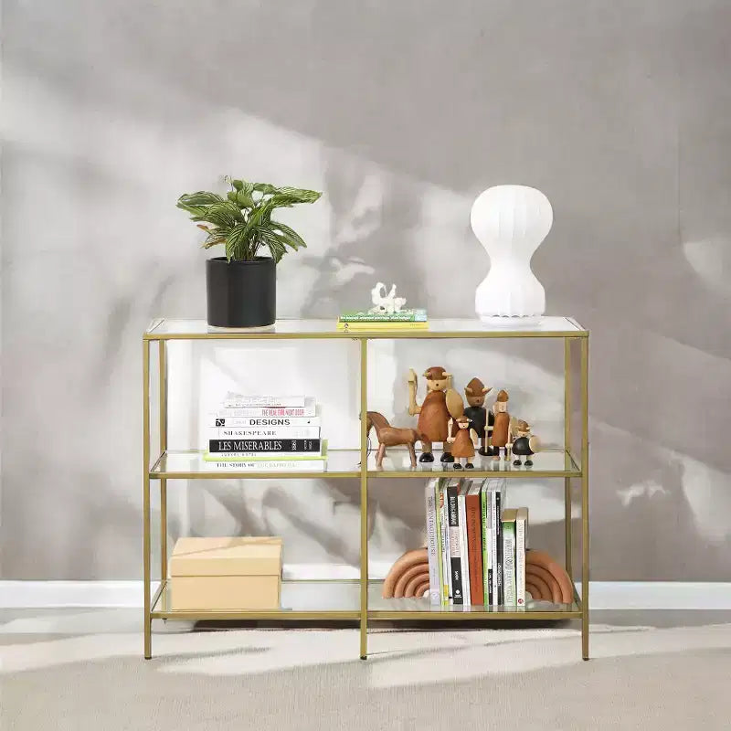 Table console avec rangement Table console de 100 cm Table console à cadre métallique Table console étroite Table console d'entrée Table console avec étagères