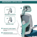 Chaise de bureau ergonomique avec pivot, repose-pieds rétractable, coussin de soutien lombaire et accoudoirs rembourrés