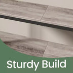 Console LEDREM bicolore gris-beige et noir encre. Une table d'entrée étroite à 2 niveaux de 20 x 100 x 80 cm avec 2 étagères. Table de canapé