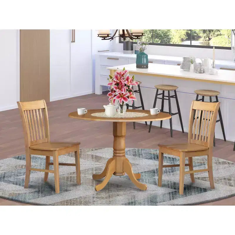 Ensemble petite table de cuisine - Table de cuisine ronde et 2 chaises