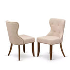 Ensemble de salle à manger HomeStock, rond, pour petits espaces, chaises en tissu, noyer antique