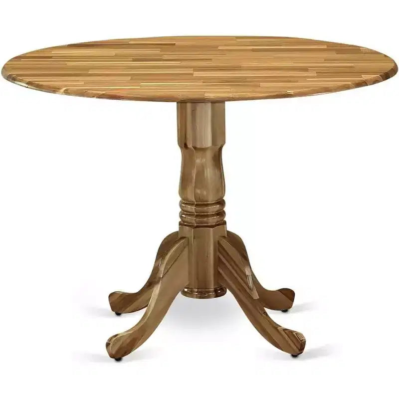 Table de salle à manger HomeStock en bois d'hévéa avec deux rallonges escamotables de 23 cm