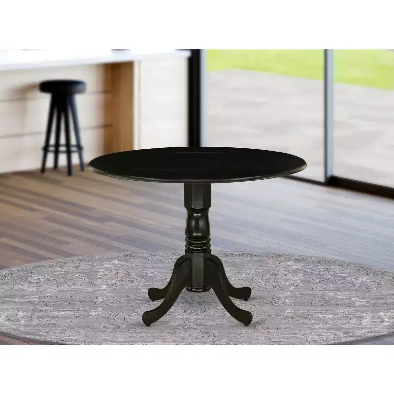 HomeStock Dining Table Made of Rubber Wood with Two 9 Inch Drop Leaves