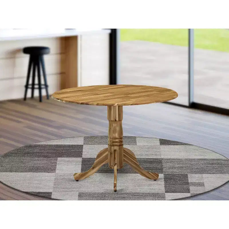 Table de salle à manger HomeStock en bois d'hévéa avec deux rallonges escamotables de 23 cm