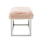 Banc Inspired Home Monet Lux en fausse fourrure et métal chromé