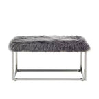 Banc Inspired Home Monet Lux en fausse fourrure et métal chromé