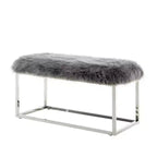 Banc Inspired Home Monet Lux en fausse fourrure et métal chromé