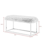 Banc Inspired Home Monet Lux en fausse fourrure et métal chromé
