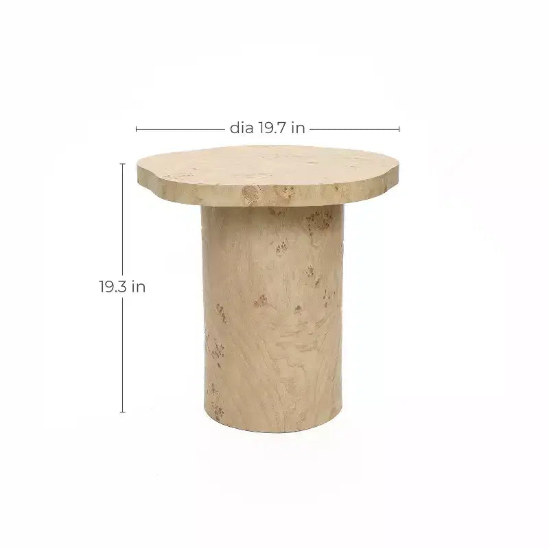 LuxenHome Table d'appoint de 49 cm de haut en bois manufacturé avec plateau de forme irrégulière en finition loupe de bois, marron