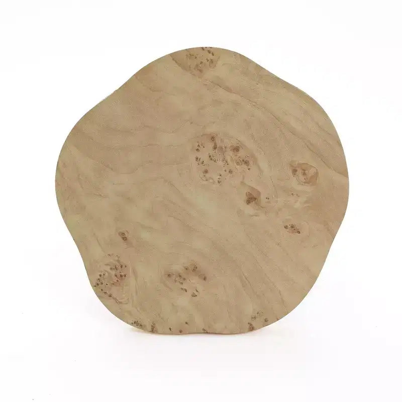 LuxenHome Table d'appoint de 49 cm de haut en bois manufacturé avec plateau de forme irrégulière en finition loupe de bois, marron