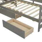 Lit de repos d'angle double avec 3 tiroirs de rangement, cadre de lit en bois - ModernLuxe