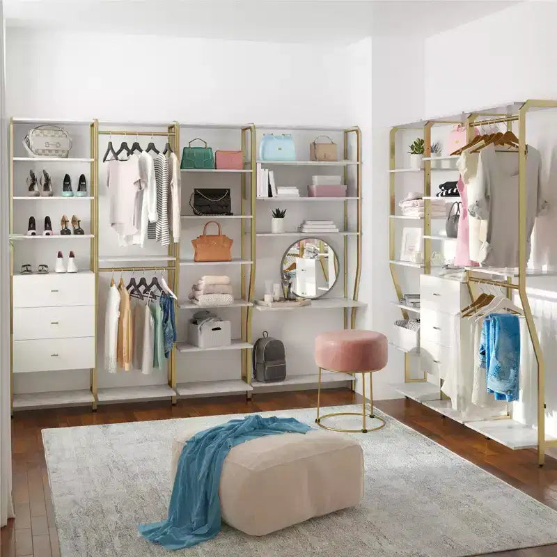 Gwyneth Closet - Coiffeuse, faux marbre blanc et bronze doré