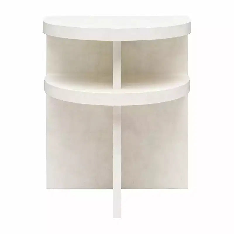Daytona Modern Semicircle End Tables, Set of 2, Faux Plaster