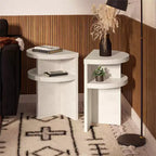 Tables d'appoint demi-cercle Daytona Modern, lot de 2, aspect plâtre
