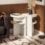 Tables d'appoint demi-cercle Daytona Modern, lot de 2, aspect plâtre