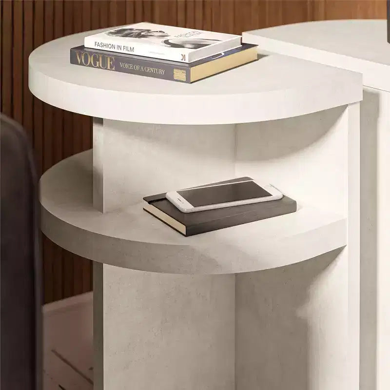 Tables d'appoint demi-cercle Daytona Modern, lot de 2, aspect plâtre