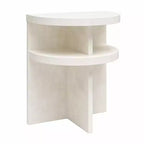 Tables d'appoint demi-cercle Daytona Modern, lot de 2, aspect plâtre