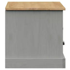 vidaXL Meuble TV en pin massif VIGO - Meuble TV gris avec tiroir, accents métalliques, 106x40x40 cm, idéal pour le salon et la chambre à coucher