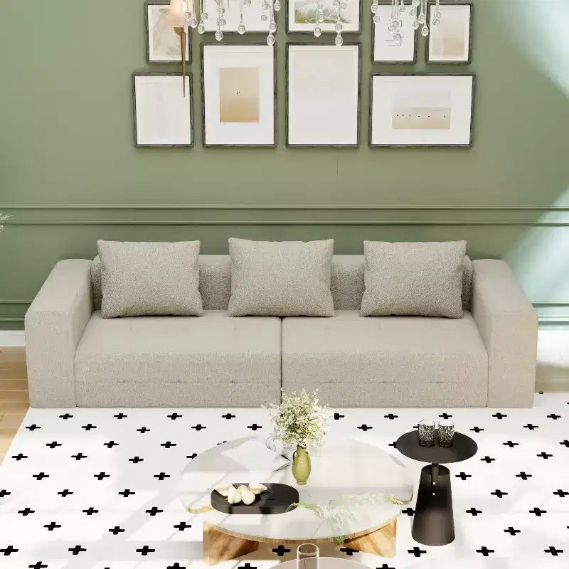Canapé moderne Famapy en tissu moelleux beige avec coussins assortis : confort et style pour votre intérieur