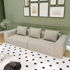 Canapé moderne Famapy en tissu moelleux beige avec coussins assortis : confort et style pour votre intérieur
