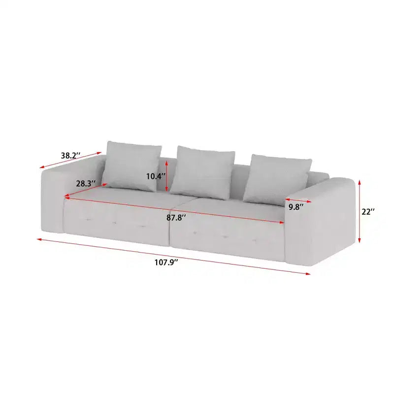 Canapé moderne Famapy en tissu moelleux beige avec coussins assortis : confort et style pour votre intérieur