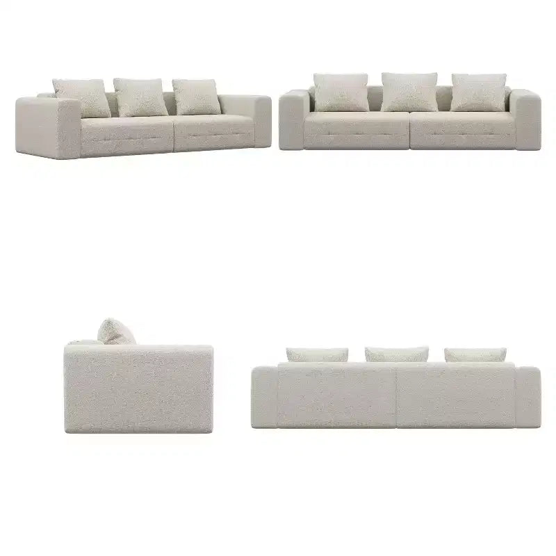 Canapé moderne Famapy en tissu moelleux beige avec coussins assortis : confort et style pour votre intérieur