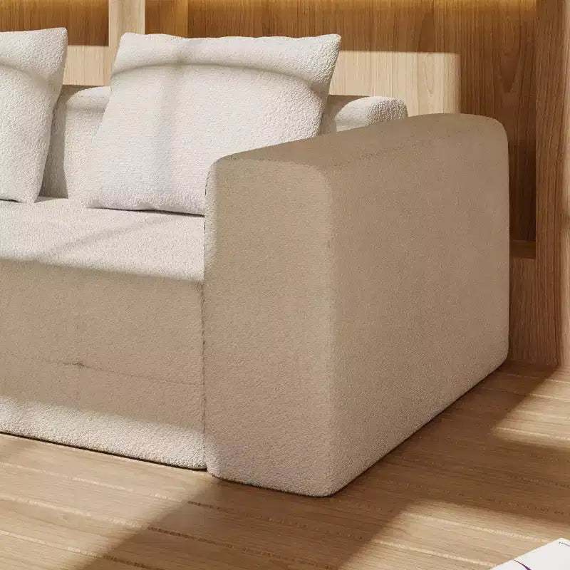 Canapé moderne Famapy en tissu moelleux beige avec coussins assortis : confort et style pour votre intérieur