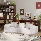 Canapé moderne Famapy en tissu moelleux beige avec coussins assortis : confort et style pour votre intérieur