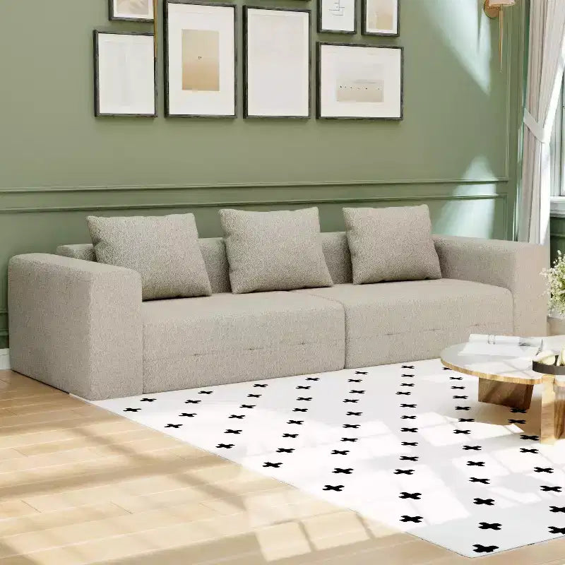 Canapé moderne Famapy en tissu moelleux beige avec coussins assortis : confort et style pour votre intérieur