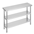 VEVOR Stainless Steel Food Prep Table, 14 x 48 x 34 Inch Commercial Kitchen Worktable, with 2 Adjustable Undershelf, Heavy Duty Prep Table