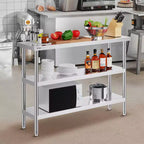 Table de préparation alimentaire en acier inoxydable VEVOR, table de travail de cuisine commerciale de 35,5 x 122 x 86 cm, avec 2 étagères inférieures réglables, table de préparation robuste
