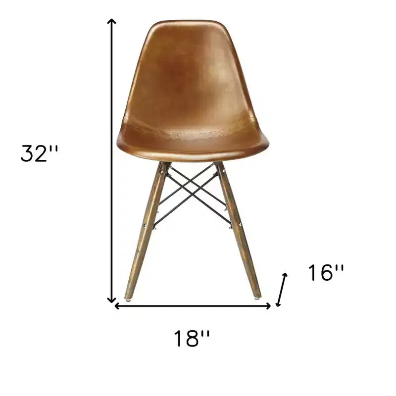 HomeRoots 18 Chaise d'appoint en similicuir marron et cuivre